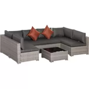 Image of 4 pcs Patio pe Rattan Wicker Sofa Conservatory Outdoor Furniture Set - Grey - Outsunny