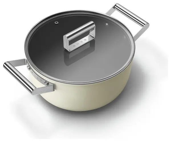 Image of Smeg Smeg 4.6 Litre Non Stick Aluminium Casserole Pan - Cream