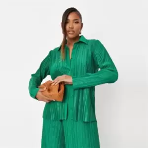 Image of Missguided Plisse Shirt - Green