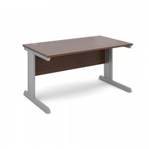 Image of Vivo Straight Desk 1400mm x 800mm - Silver Frame Walnut Top