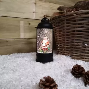 Image of 29cm Snowtime Christmas Water Spinner Antique Effect Lantern With Santa Scene Dual Power