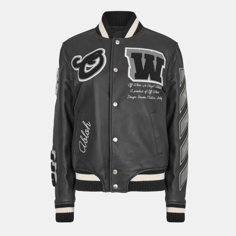 Image of Off White Womens Two-Tone Varsity Jacket Black female 4 (3XS)