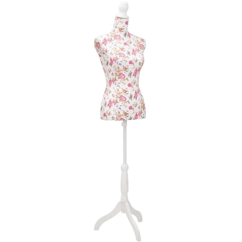 Image of vidaXL Ladies Bust Display Mannequin Cotton White With Rose 30030
