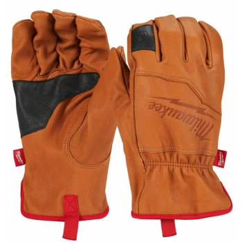 Image of Milwaukee 4932478123 Brown Goatskin Leather Gloves - Size 8/M