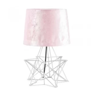 Image of Sadira Table Lamp in Silver with Pink Velvet Shade