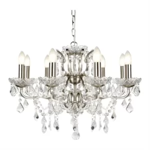Image of Paris 8 Light Chandelier Satin Silver Finish, E14