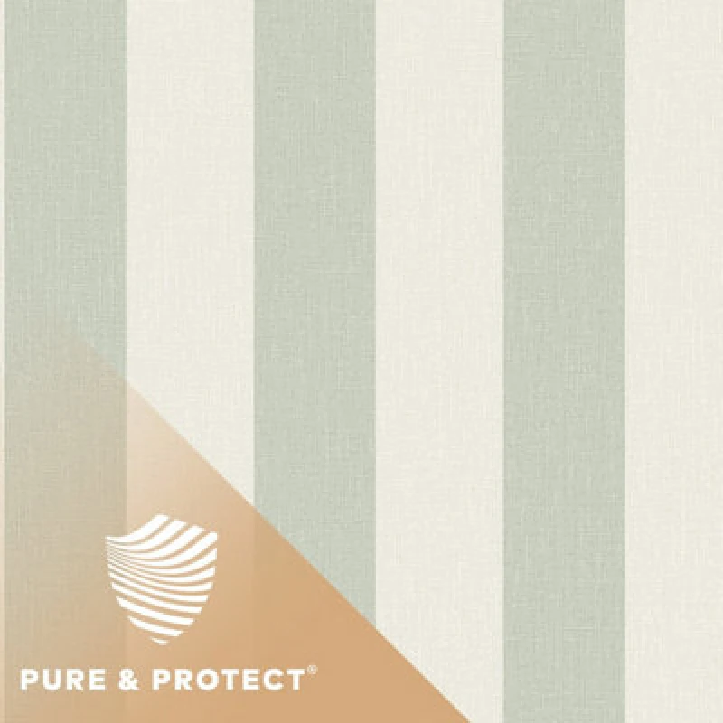 Image of Grandeco Boutique Pure & Protect Stratus Stripe Linen Textured Antibacterial Wallpaper, Sage Green