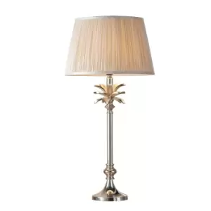 Image of Table Lamp Polished Nickel Plate & Oyster Silk 60W E27 Base & Shade e10379
