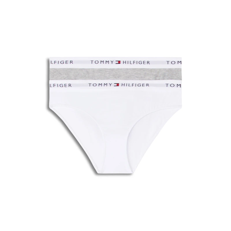 Image of Tommy Hilfiger Kids Bikini Briefs White/Grey 0WV female 8-10Y