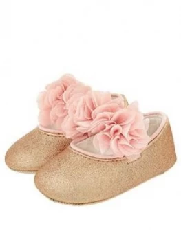 Image of Monsoon Baby Girls Abilene Corsage Glitter Bootie - Rose Gold
