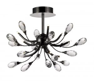 Image of Semi Flush Ceiling 9 Light G4 Black Chrome, Clear Crystal