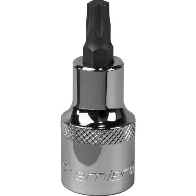 Image of Loops T40 TRX Star Socket Bit - 1/2" Square Drive - PREMIUM S2 Steel Head Knurled Grip Metallics