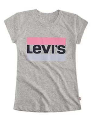Image of Levis Girls Short Sleeve Sportswear Logo T-Shirt, Grey, Size Age: 5 Years, Women