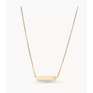 Image of Fossil Womens Lane Gold-Tone Stainless Steel Bar Chain Necklace - Gold