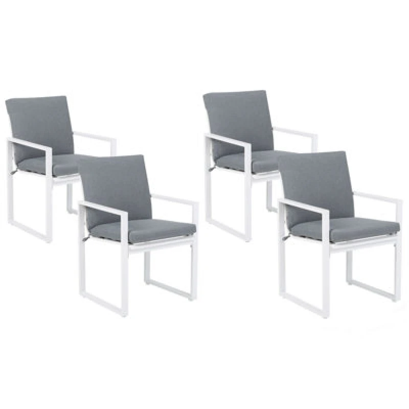 Image of Beliani Set Of 4 Garden Chairs With Cushions Pancole Fabric Grey