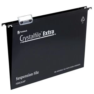 Image of Rexel Crystalfile Extra Foolscap Polypropylene Suspension File 15mm Black Pack of 25