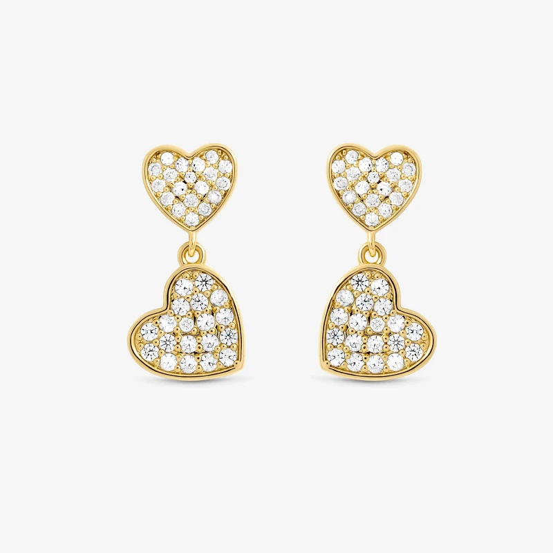 Image of Jon Richard 18K Gold Plated Micro Pave Heart Earrings Gold female One Size