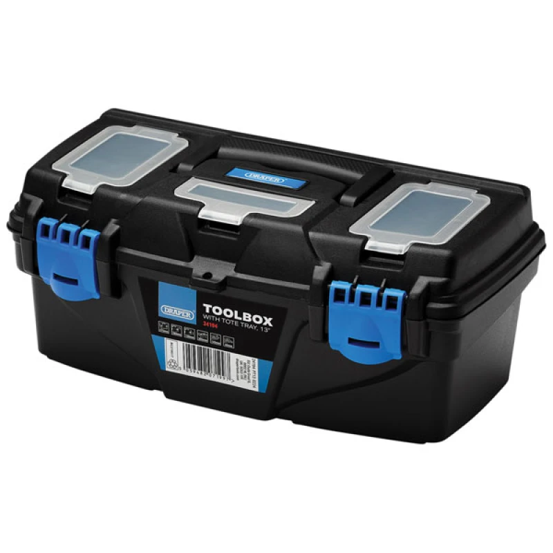 Image of Draper 16' plastic toolbox with tray Plastic Toolboxes with Tote Tray - Draper 24197