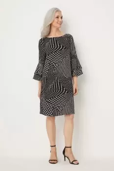 Image of Black Patchwork Spot Shift Dress