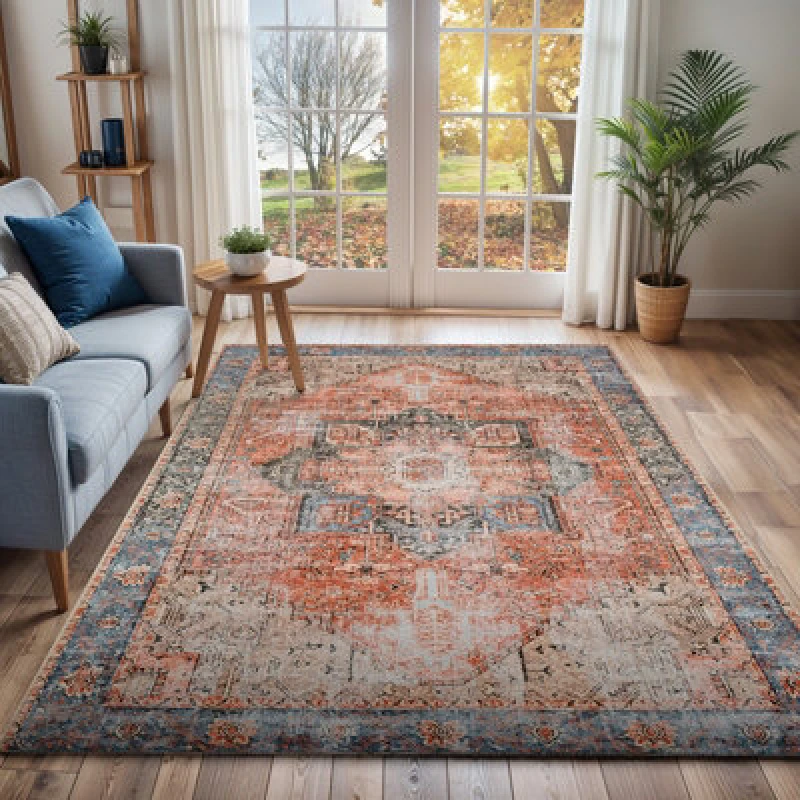 Image of Livabliss Machine Washable Traditionnal Boho Brown/tan/ivory Lana Area Rug 160 X 220 Cm - Easy Care, Ideal For Living Room & Bedroom