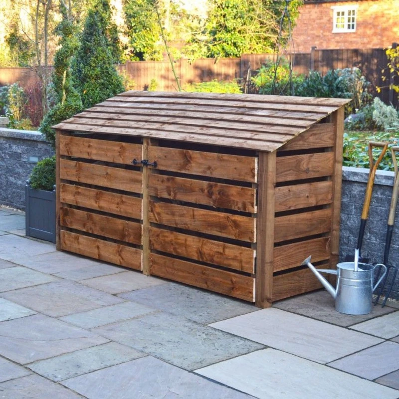 Image of Rutland County Garden Furniture Ltd Normanton 4ft Log Store with Doors, L80 x W230 x H128 cm, Rustic Brown Brown Unisex