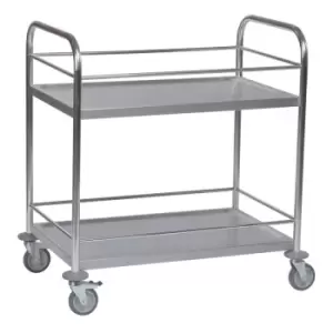 Image of Stainless Steel Trolley with Retaining Bars and 2 Shelves