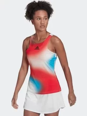 Image of adidas Melbourne Tennis Printed Y-tank Top, White Size XL Women