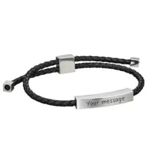 Image of Fred Bennett Stainless Steel Black Leather 'Father' Bracelet
