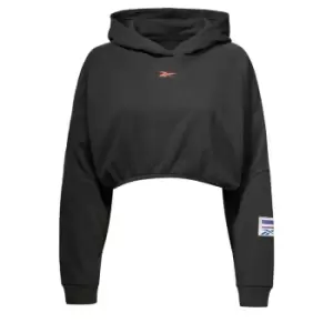 Image of Reebok Tech Style Hooded Crop Sweatshirt Womens - Black