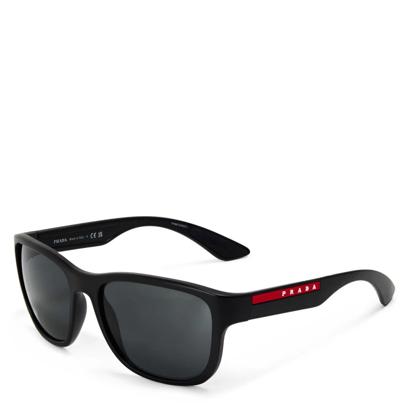 Image of Prada Sport Prada Sport Men Rectangle Black Rubber Grey Sunglasses Black One Size Male 8053672982725
