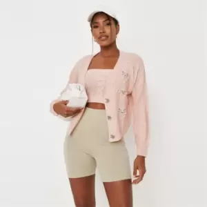 Image of Missguided Embroidered Cardigan Co-Ord - Pink