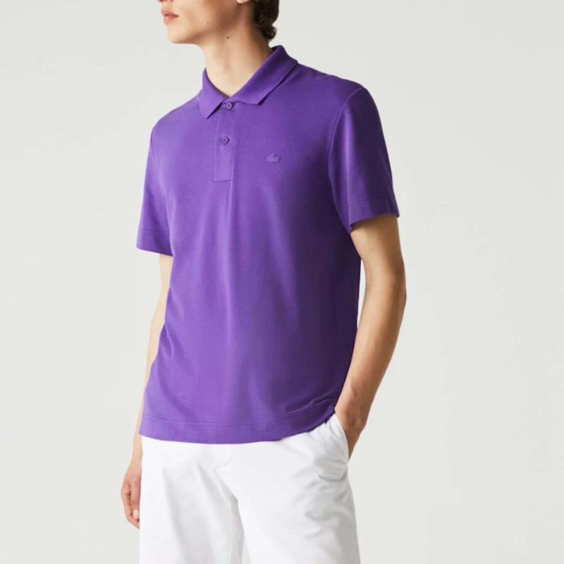 Image of Lacoste Regular Fit Light Breathable Piqu Polo Shirt - Purple Purple XS