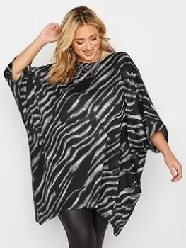 Image of Yours Hanky Hem Top Zebra Grey, Size 20, Women