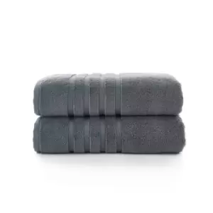 Image of The Lyndon Company Chelsea 2 Pack Bath Sheet - Steel