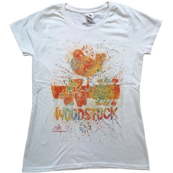 Image of Woodstock - Splatter Womens Medium T-Shirt - White