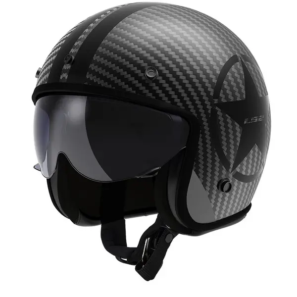 Image of LS2 OF601 Bob II Carbon Star Black 06 Jet Helmet Size M