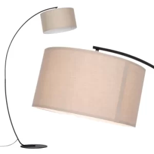 Image of Rousse Curved Floor Lamp with XL Beige Shade