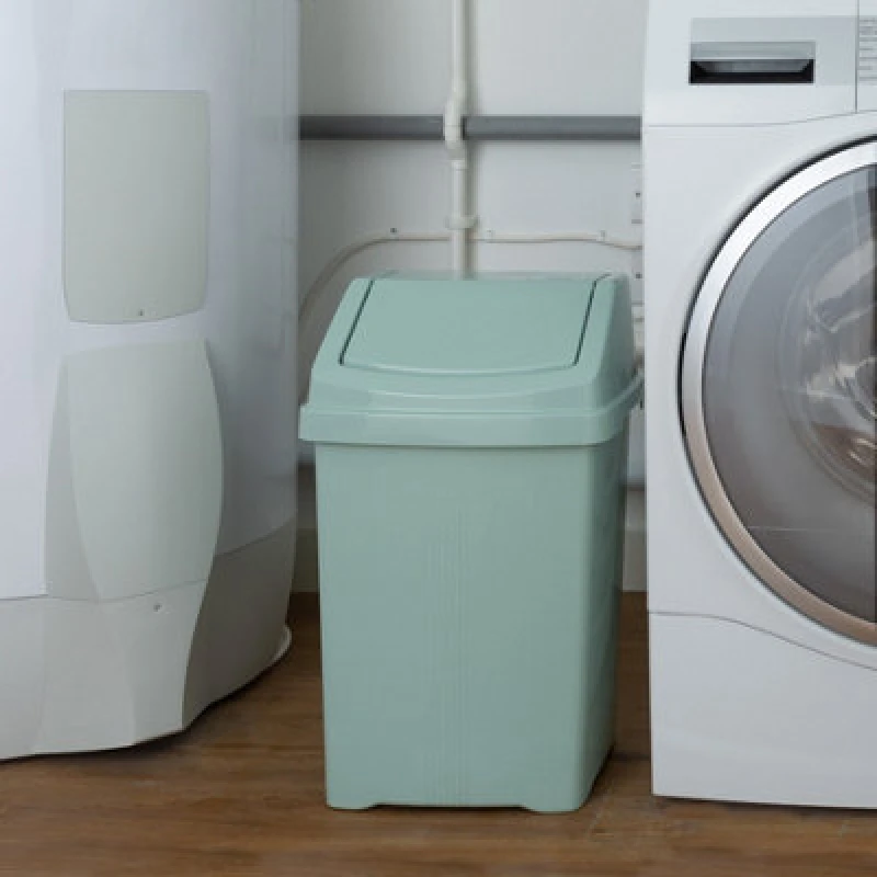 Image of Wham High Grade 25L Plastic Flip Top Bin, 25Ltr Medium Waste Bin Silver Sage