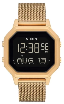 Image of Nixon Siren Milanese All Gold Digital Gold IP Steel Watch