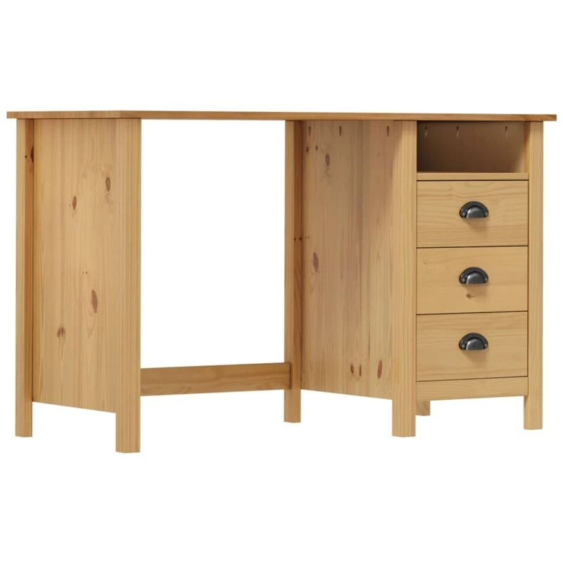 Image of VIDAXL Desk Hill with 3 Drawers 120x50x74cm Solid Pine Wood Vidaxl 8719883910611