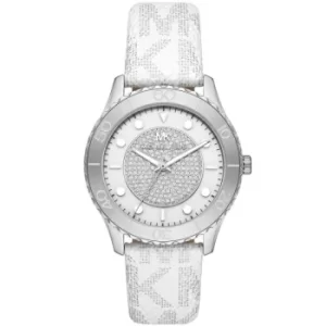 Image of Michael Kors Runway Three-Hand White Metallic PVC Watch