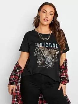 Image of Yours Placement Print Arizona Eagle T-Shirt - Black, Size 22-24, Women
