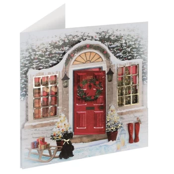 Image of Tom Smith 5 Pack of Handmade Christmas Cards - FRONT DOOR