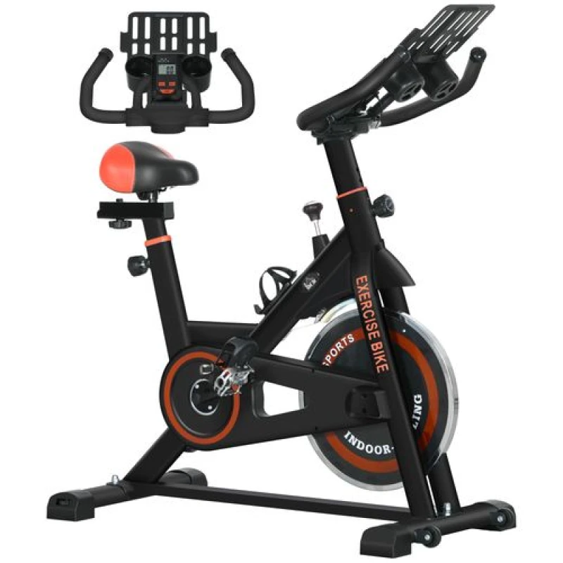 Image of HOMCOM 8KG Flywheel Exercise Bike With Adjustable Height, Resistance, Black A90-146V01RD