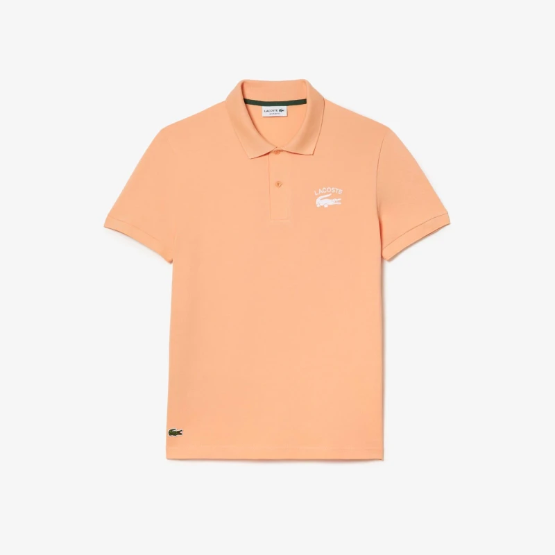 Image of Lacoste Regular Fit Branded Stretch Cotton Polo Shirt - Orange Orange S