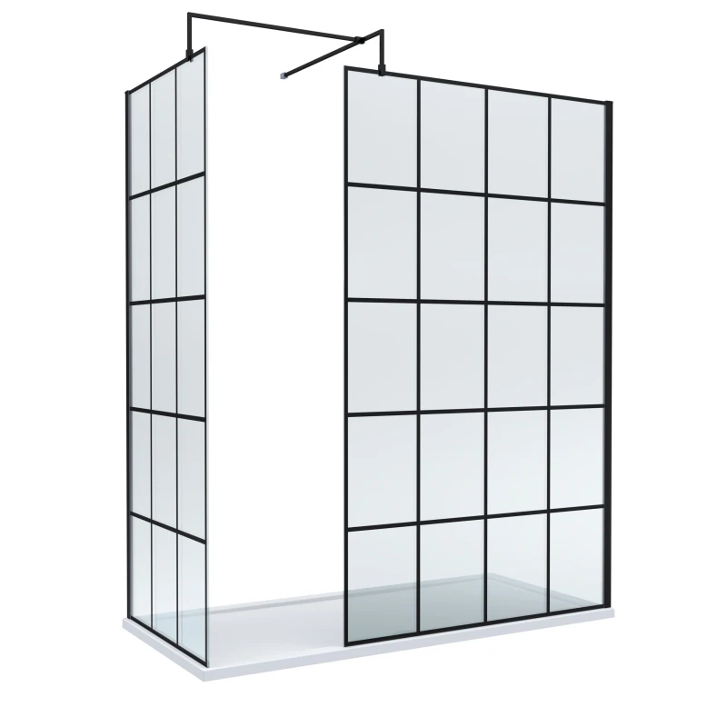 Image of Balterley 8mm Glass Wetroom Screens Frame Design and Tray 1700 x 700mm White