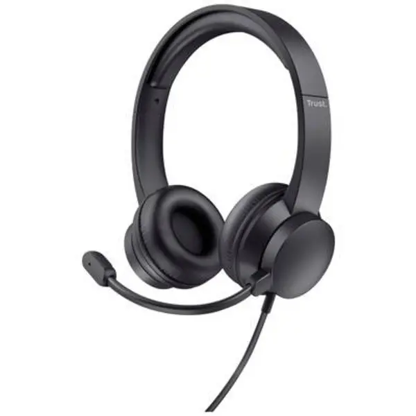 Image of Trust Ayda PC On-ear headset Corded (1075100) Stereo Black Headset, Volume control, Microphone mute