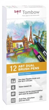Image of Tombow ABT Dual Brush Pen 2 tips Primary Colours PK12