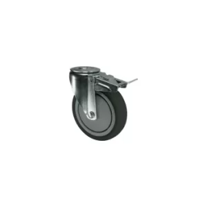 Image of Braked Swivel Bolt Hole 1 00MM Rubber Tyre