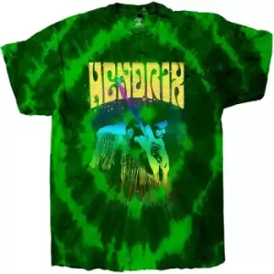 Image of Jimi Hendrix - Hear The Vibe Unisex Medium T-Shirt - Green